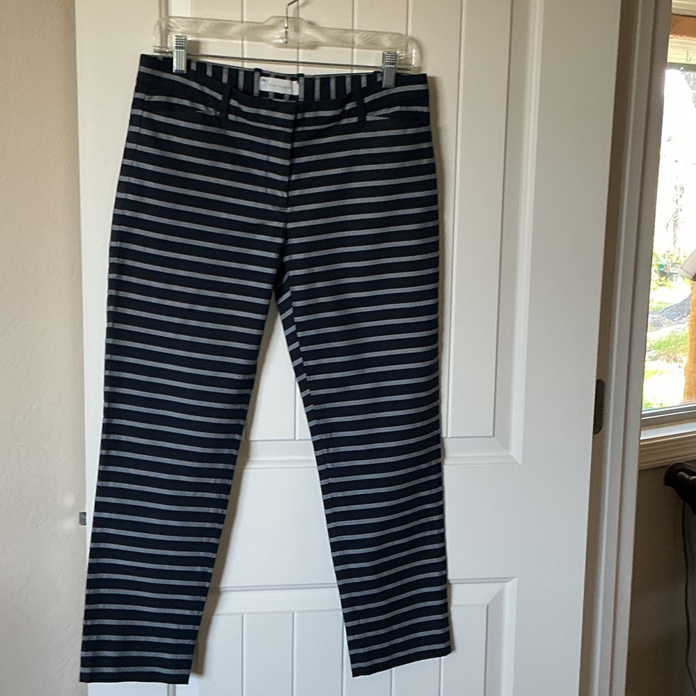 Gap Slim Navy/Silver Cropped Stripe Pants size 4